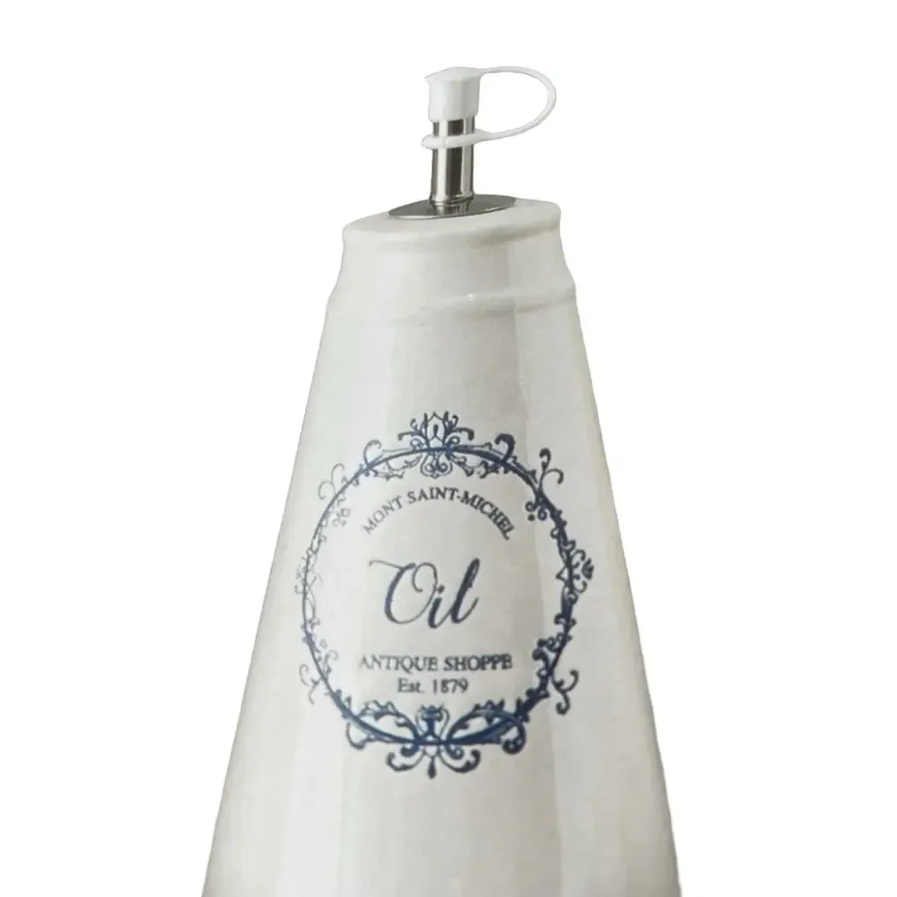 Home Basics 2-pc 10 Oz Oil & Vinegar Ceramic Set Mont Saint Michel